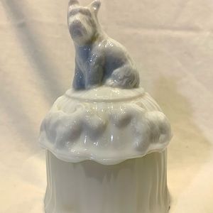 Vintage milk glass Scotty dog dish